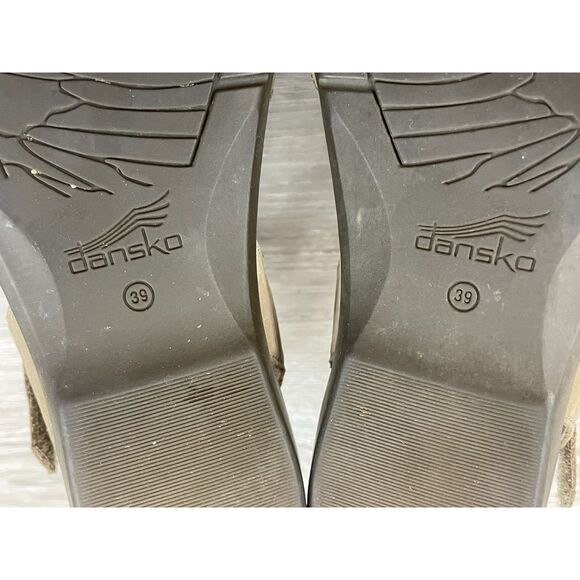 Dansko Rowan Women's 9 Brown Slingback Leather Sandal Cork Wedge Footbed Comfort - Picture 6 of 10